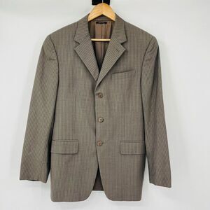 Prada Milano Blazer Tan Cupro Striped Single Breasted Notch Lapel Mens Size 32